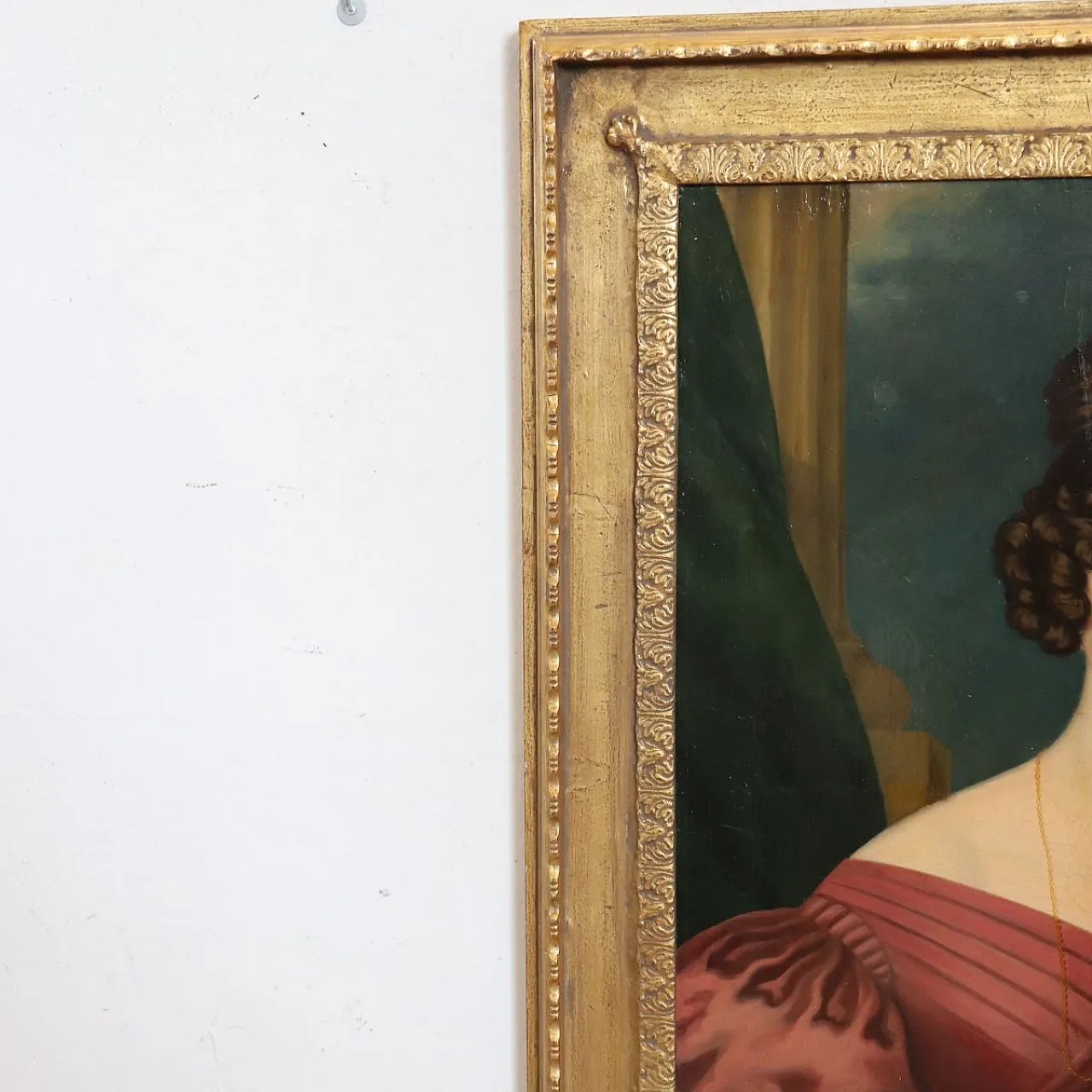 Dipinto olio su tela, ritratto di giovane donna, '800 12