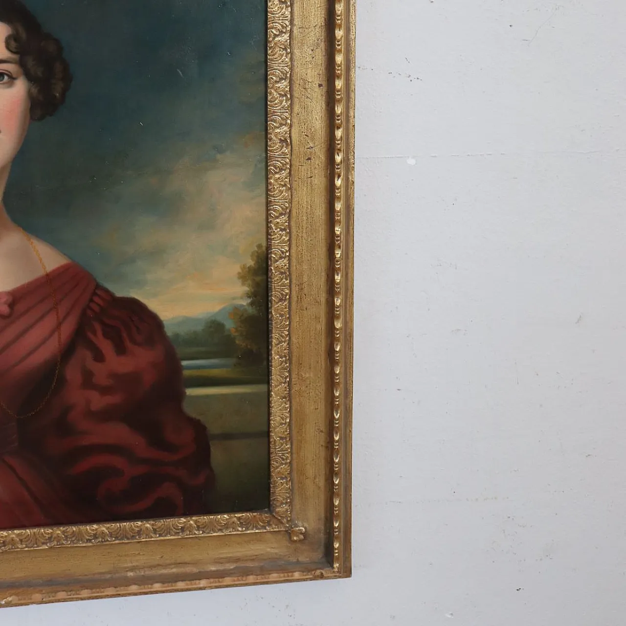 Dipinto olio su tela, ritratto di giovane donna, '800 13