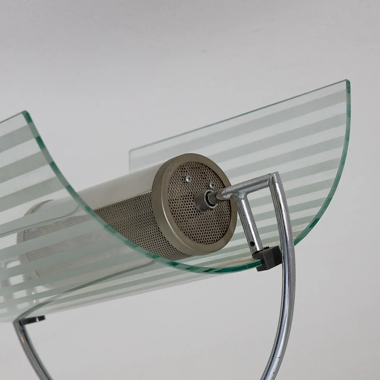Floor lamp with marble base and curved glass lampshade, 1990s 3