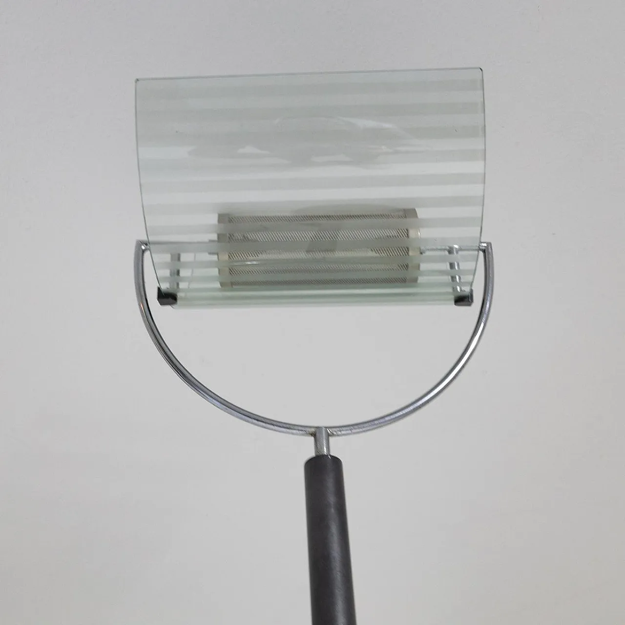 Floor lamp with marble base and curved glass lampshade, 1990s 5