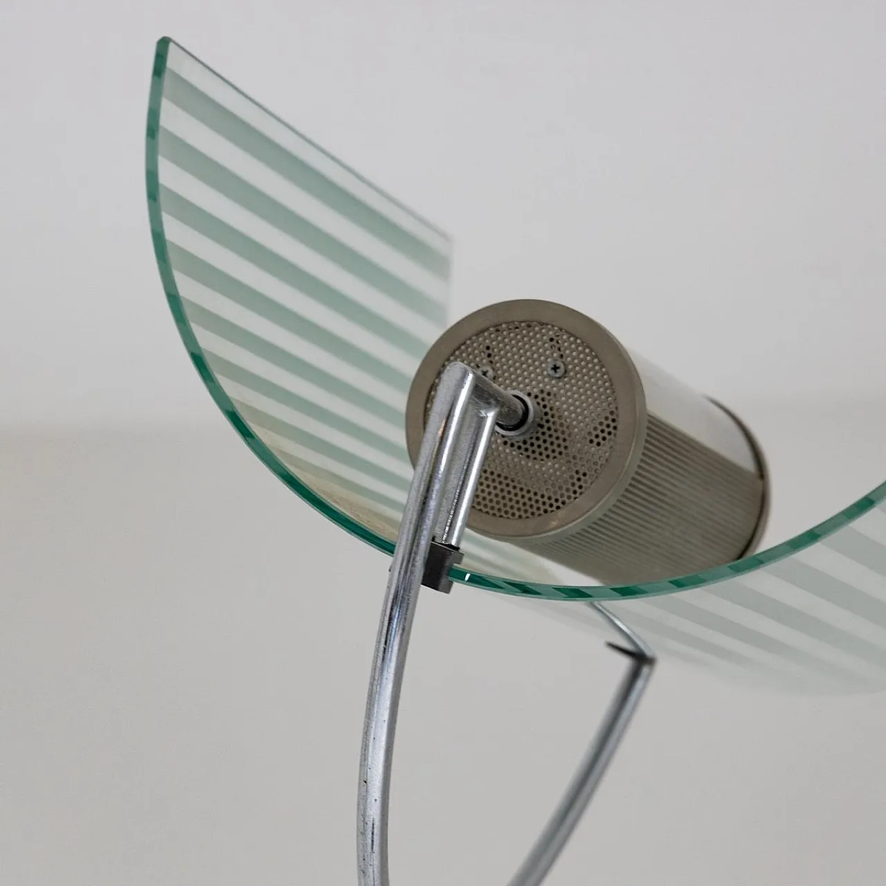 Floor lamp with marble base and curved glass lampshade, 1990s 7