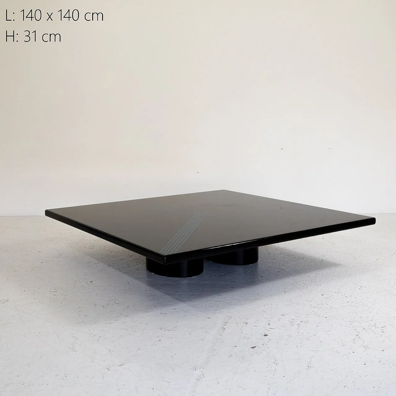 Large black lacquered coffee table by Saporiti Italia, 1970s 6
