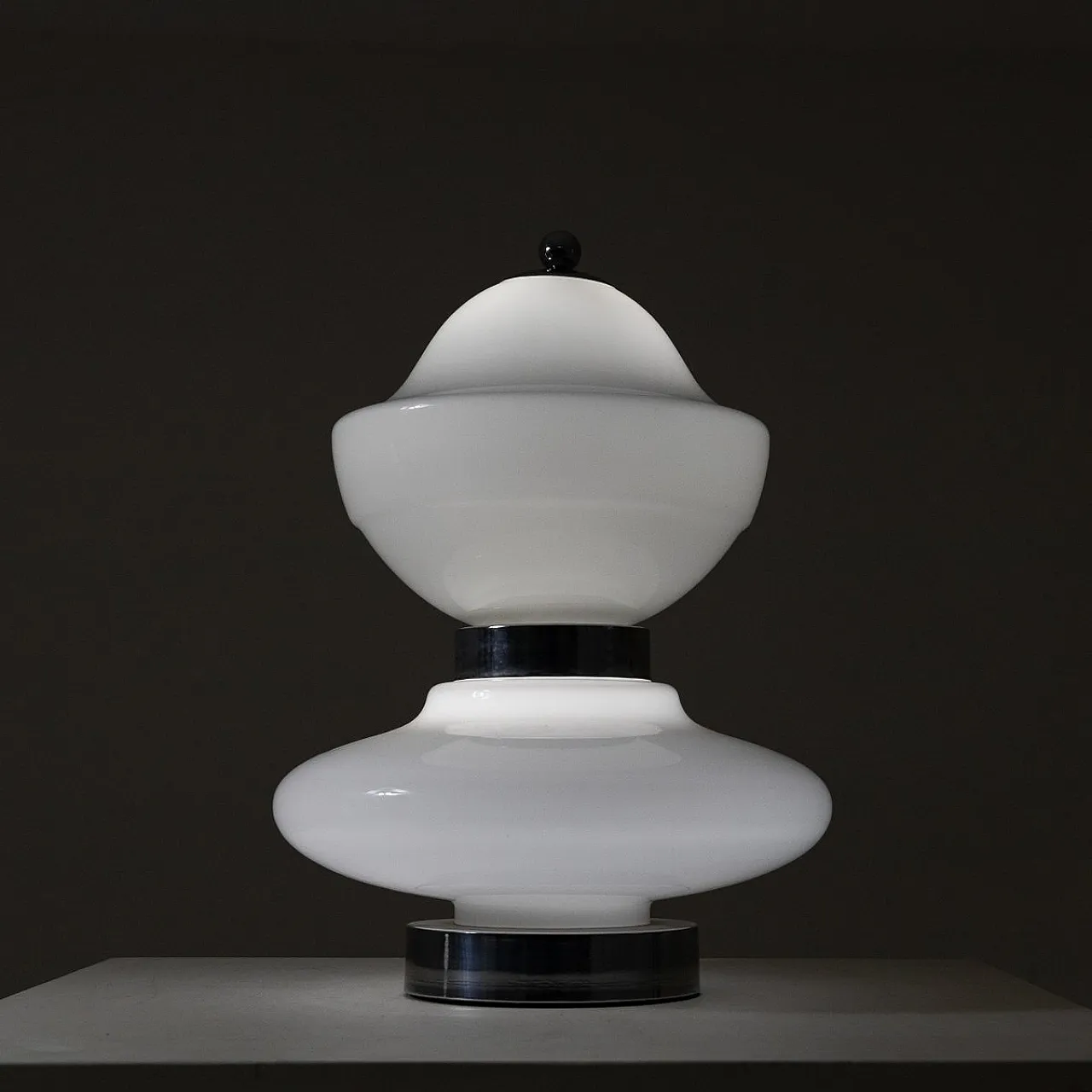 Space Age lamp in chromed metal and glass, 1960s 1