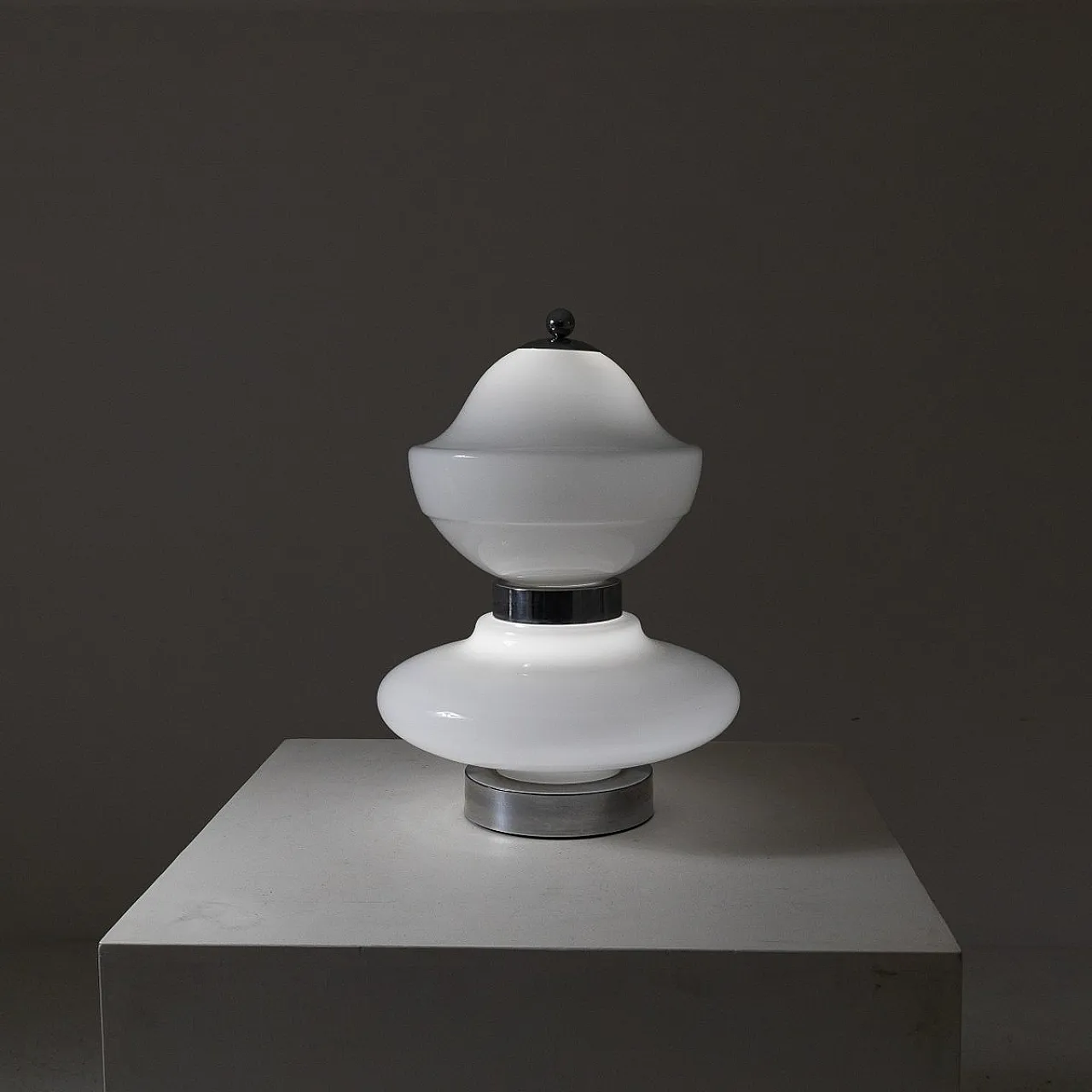 Space Age lamp in chromed metal and glass, 1960s 2