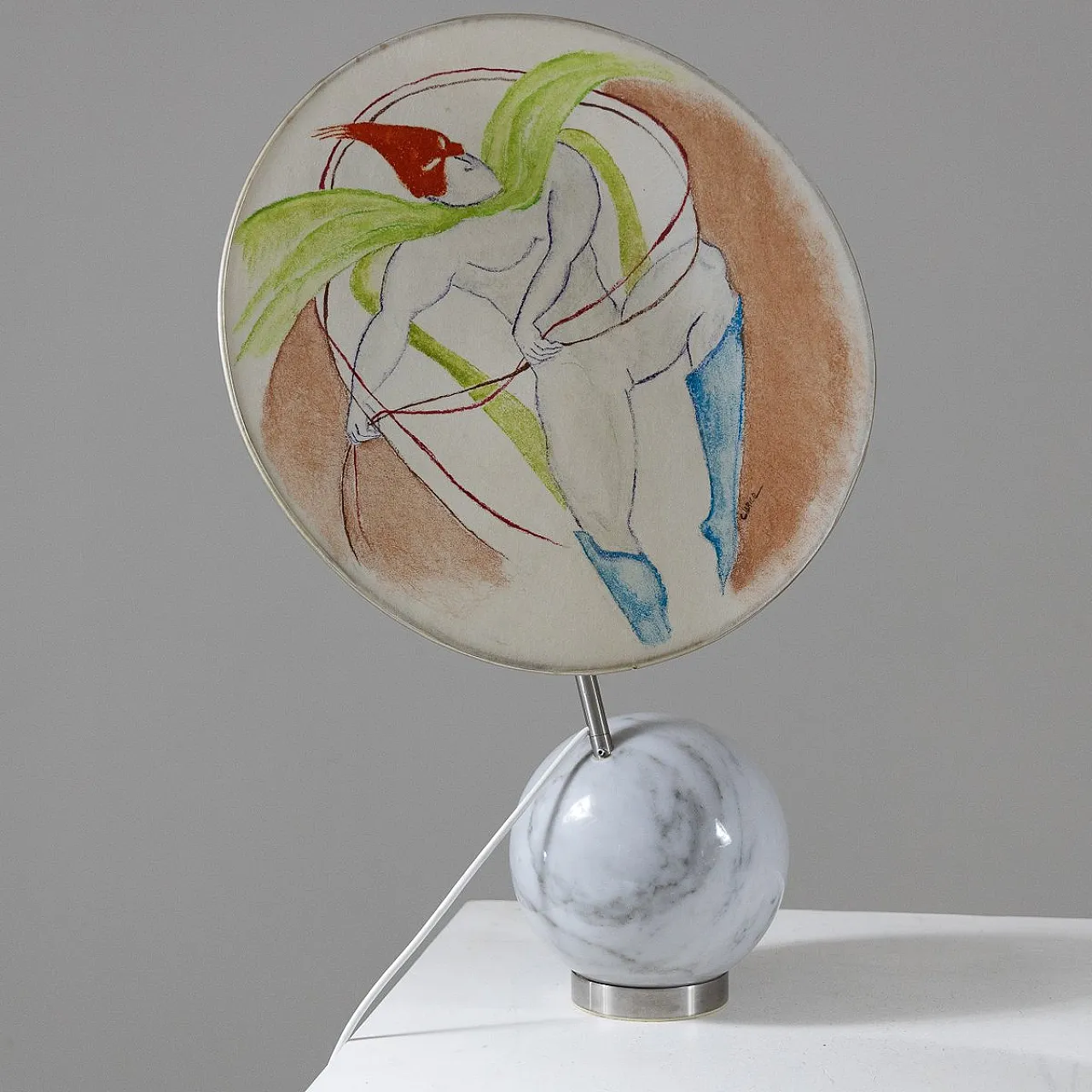 Pair of Table lamps with marble base, 1970s 4