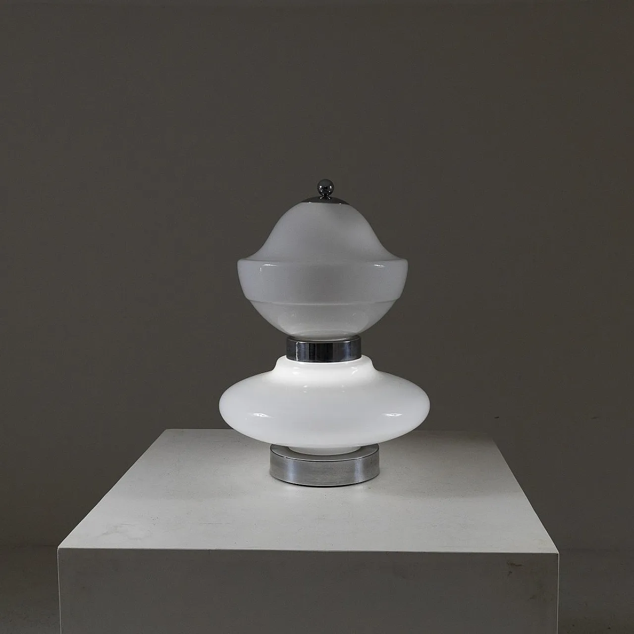 Space Age lamp in chromed metal and glass, 1960s 4