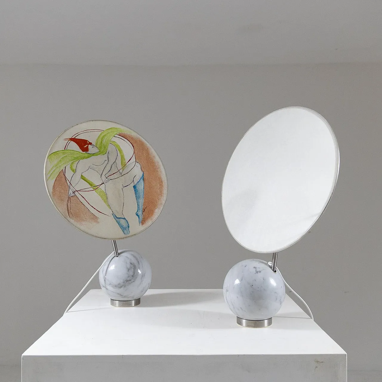 Pair of Table lamps with marble base, 1970s 5