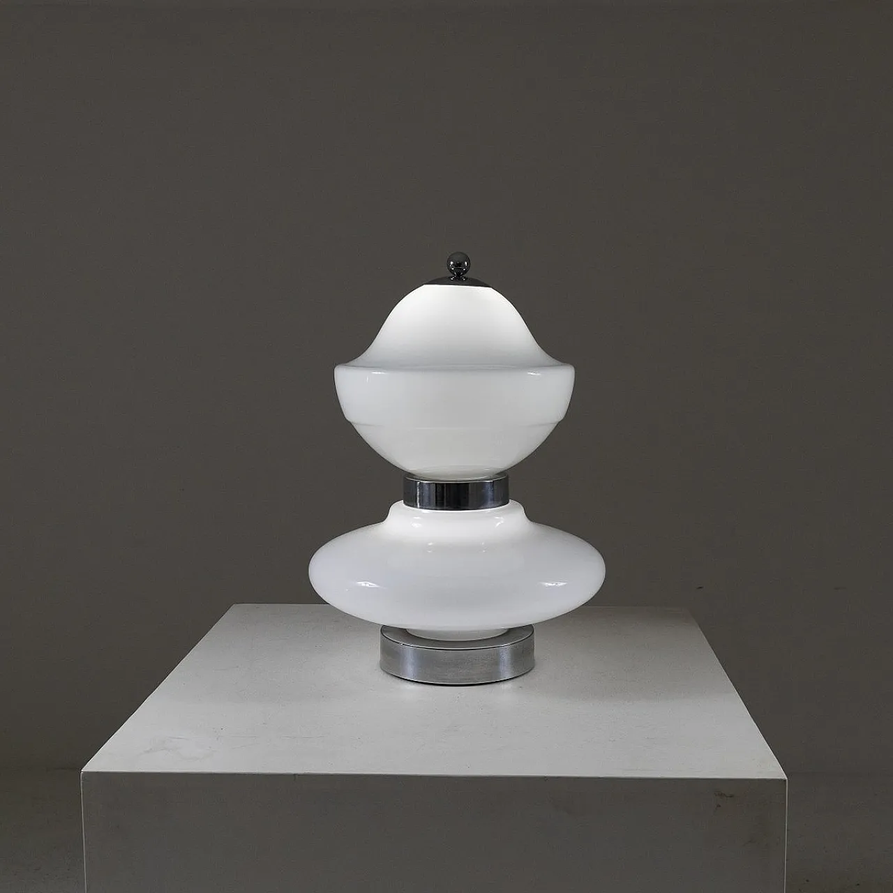 Space Age lamp in chromed metal and glass, 1960s 5