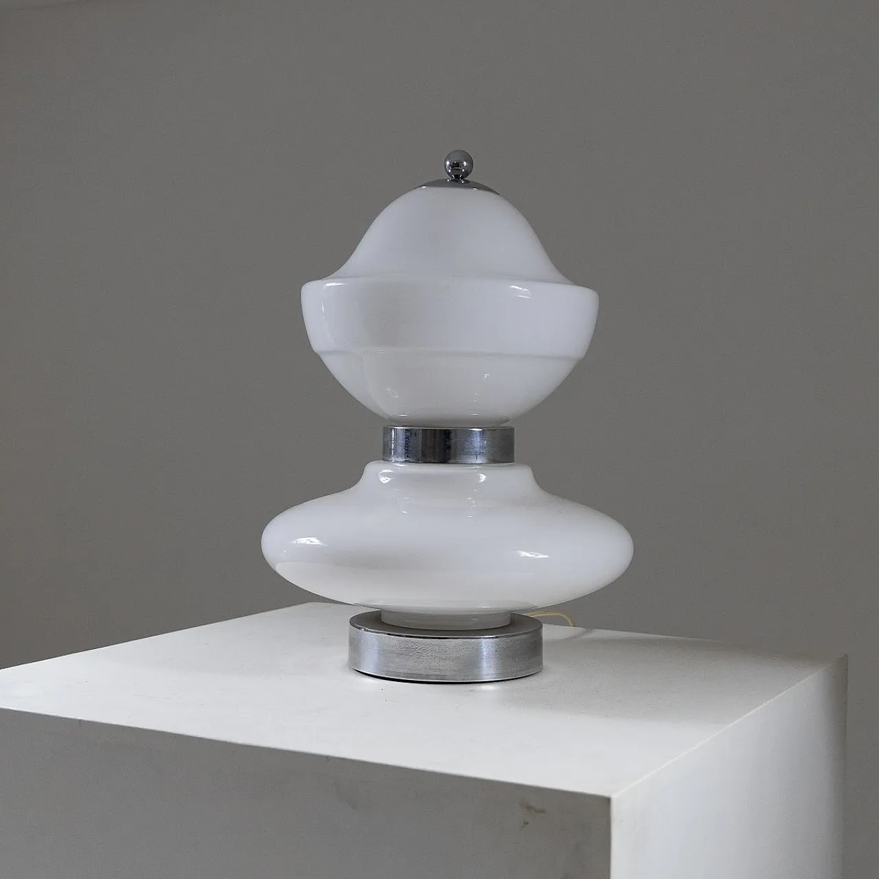 Space Age lamp in chromed metal and glass, 1960s 7