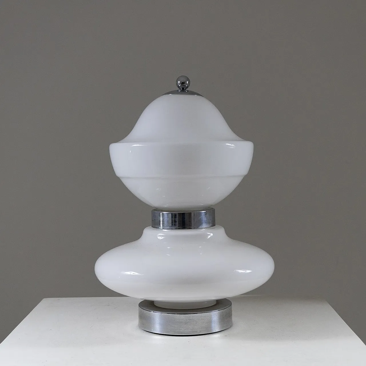 Space Age lamp in chromed metal and glass, 1960s 8