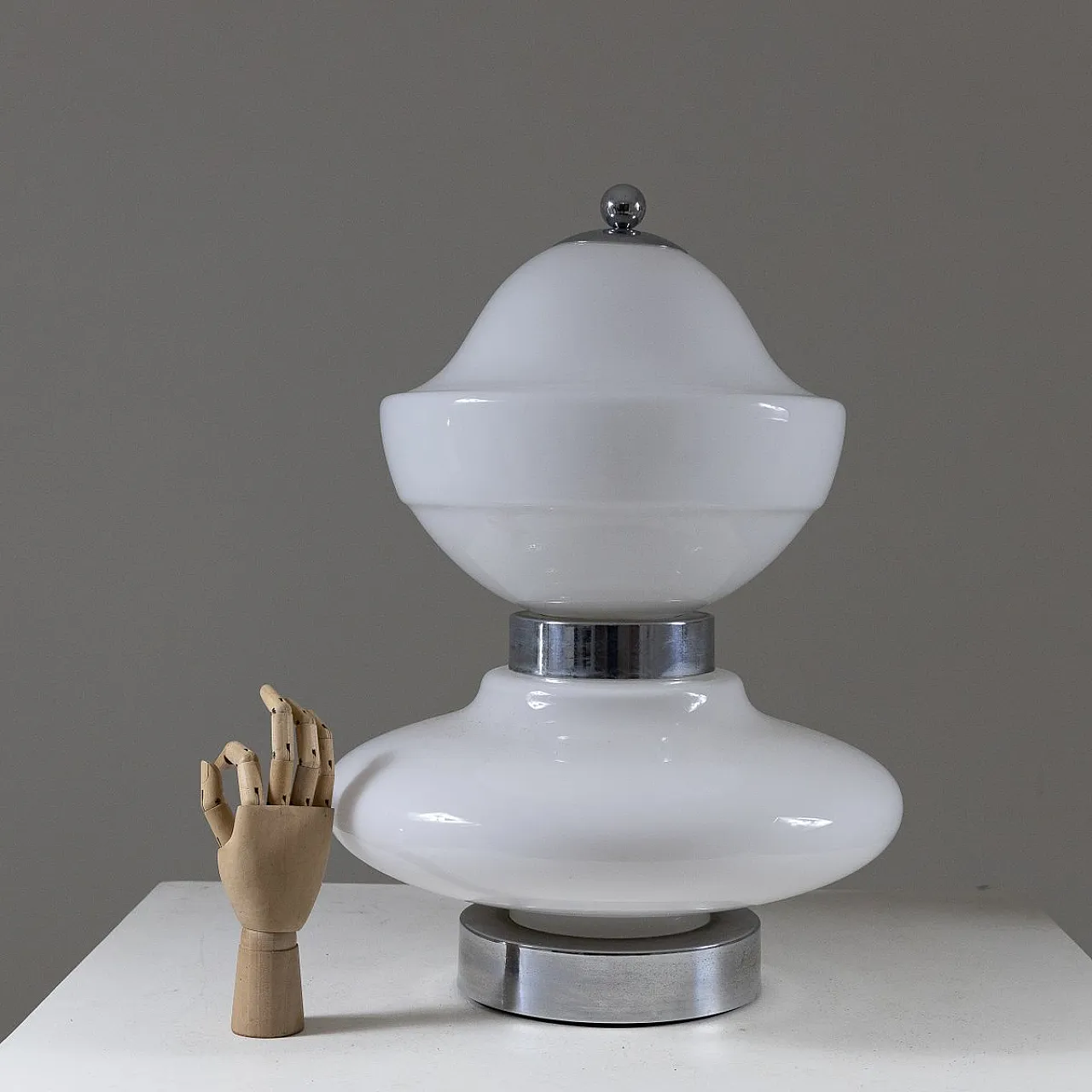 Space Age lamp in chromed metal and glass, 1960s 10