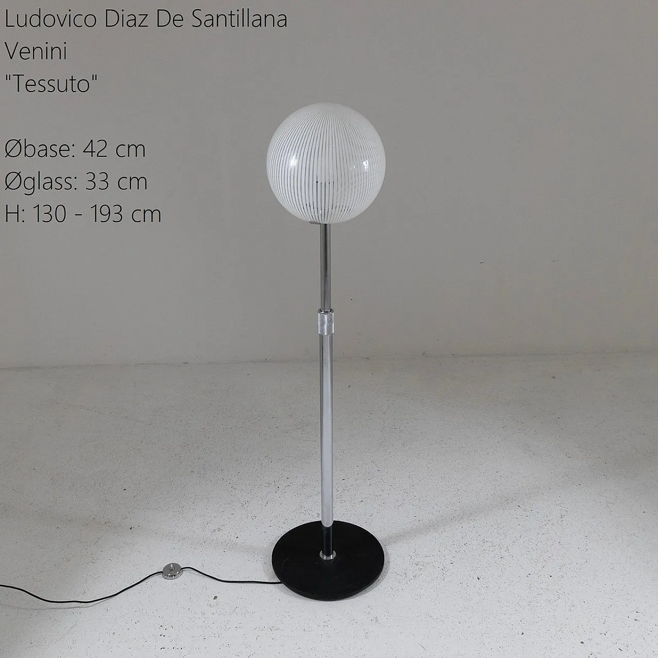 Telescopic floor lamp, Venini, 1970s 10