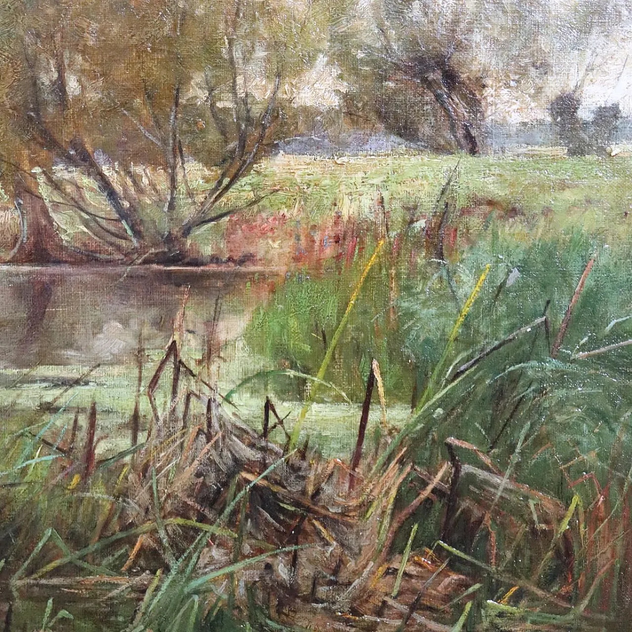Scorcio dell'Avon con cigni, dipinto ad olio su tela, '800 6