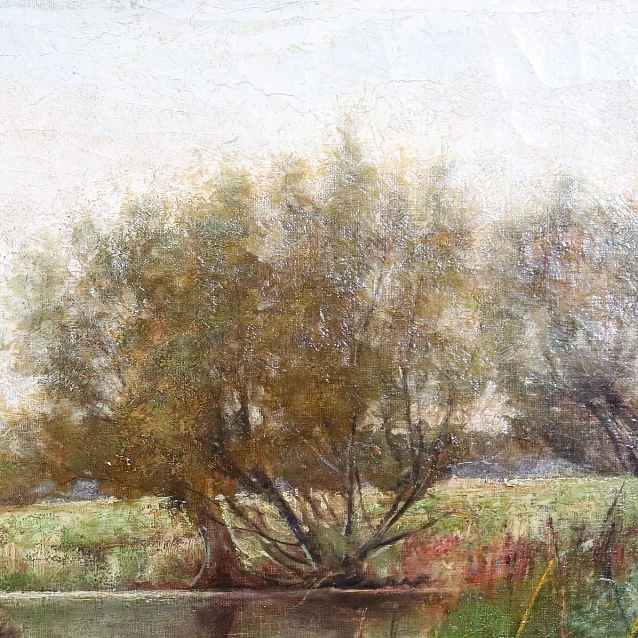 Scorcio dell'Avon con cigni, dipinto ad olio su tela, '800 10