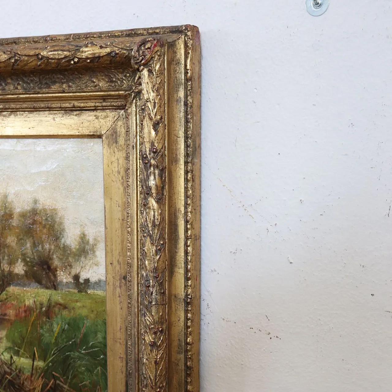 Scorcio dell'Avon con cigni, dipinto ad olio su tela, '800 13