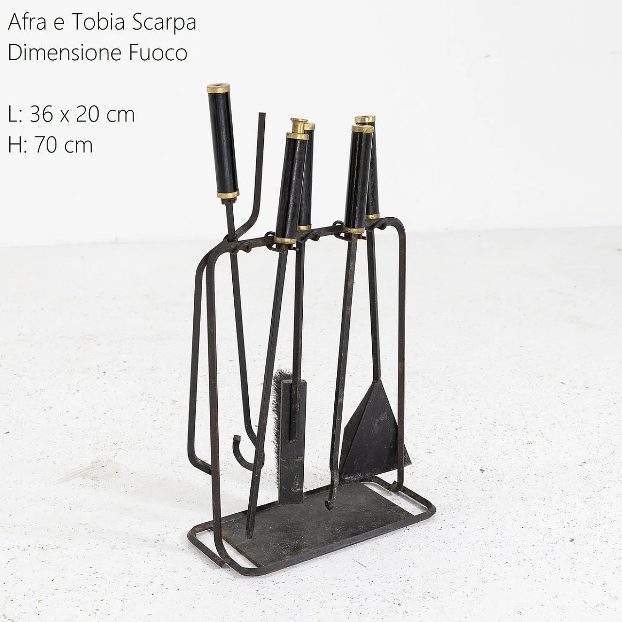 Fireplace set by Afra and Tobia Scarpa for Dimensione Fuoco, 1970s, set of 5 1
