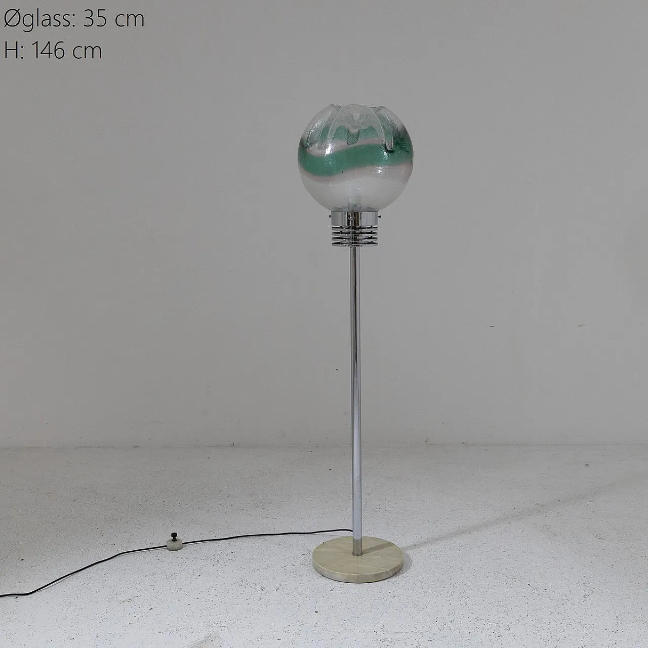 Floor lamp with marble and Murano glass base, 1950s 1
