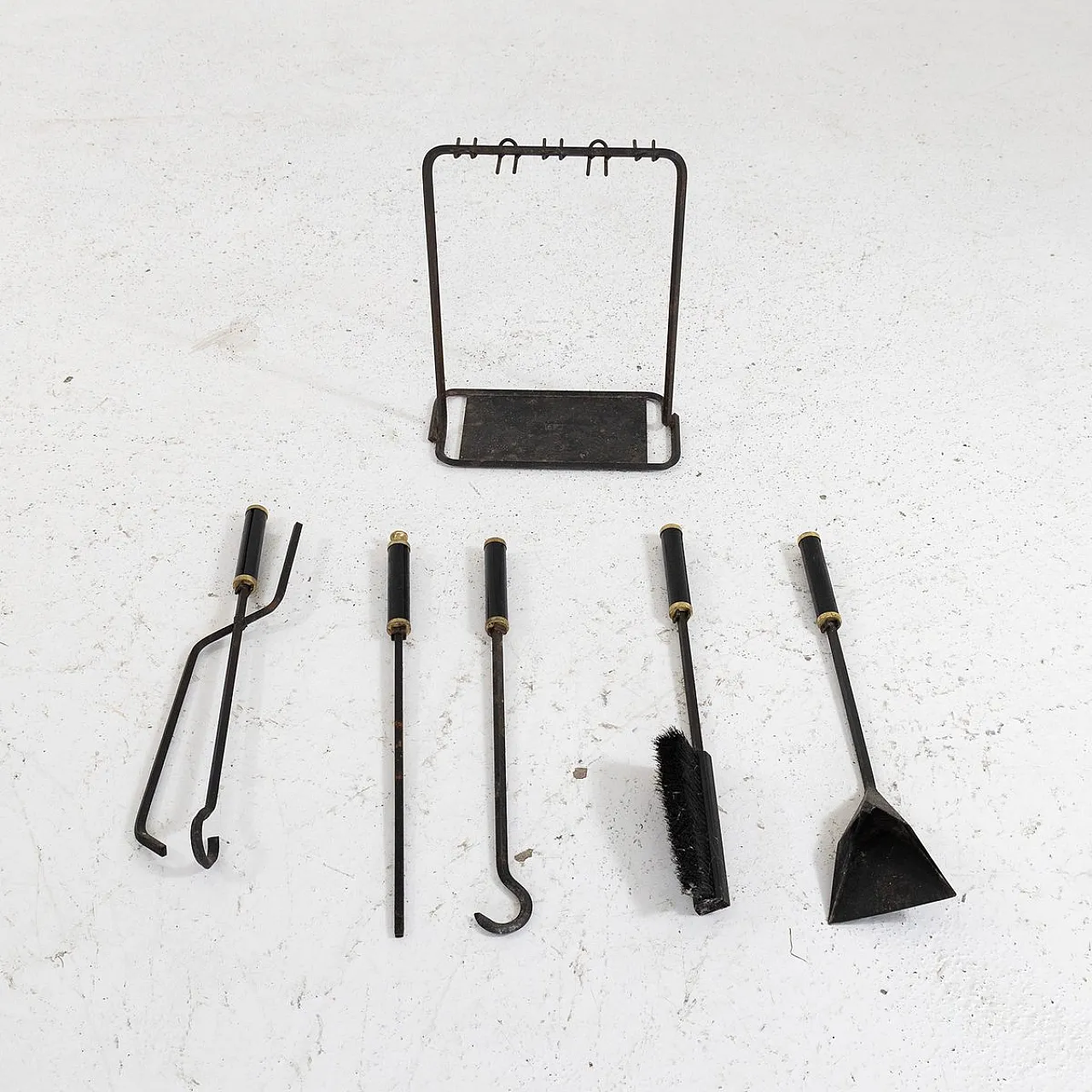 Fireplace set by Afra and Tobia Scarpa for Dimensione Fuoco, 1970s, set of 5 2