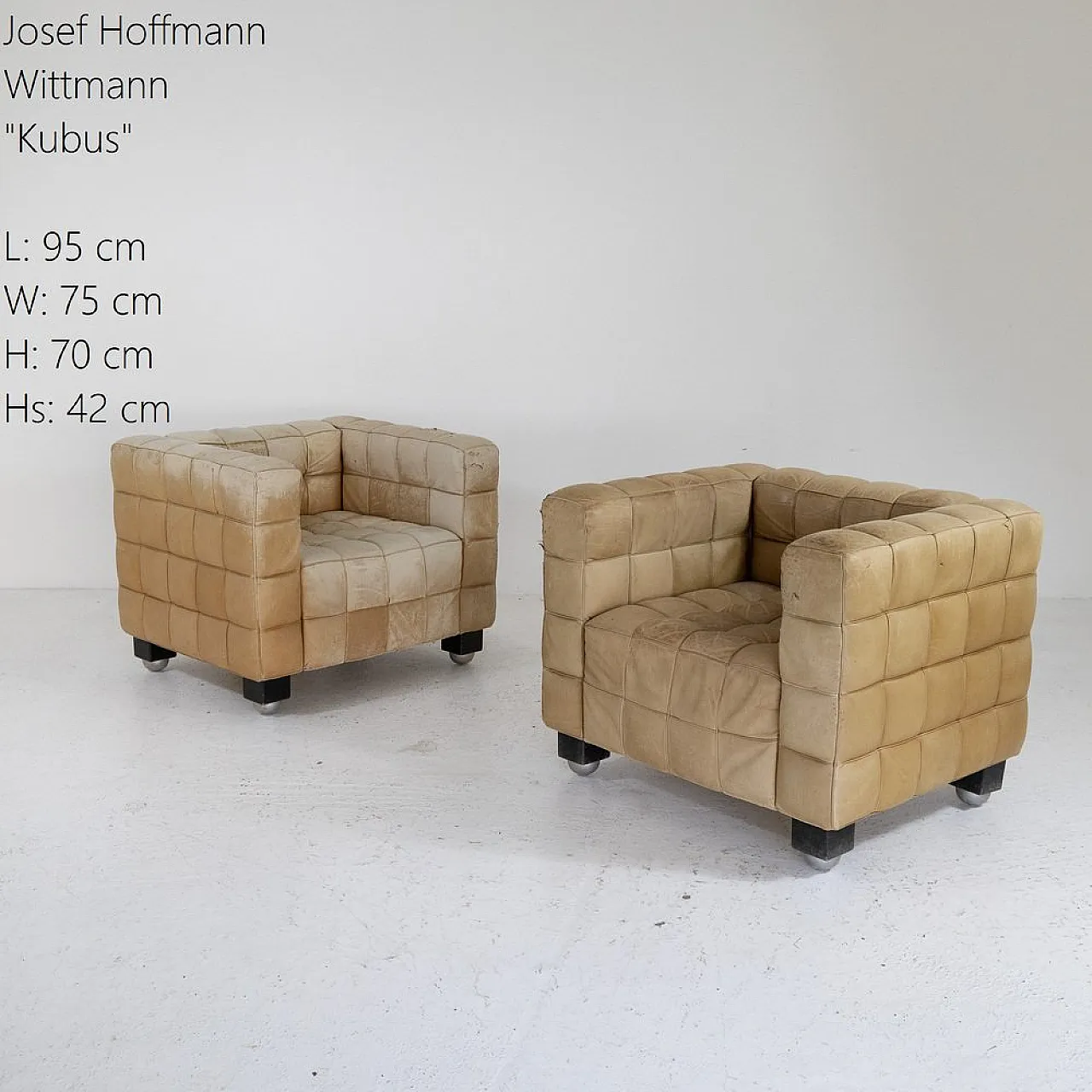Coppia di Poltrone Kubus di Josef Hoffmann per Wittmann, fine '800 2