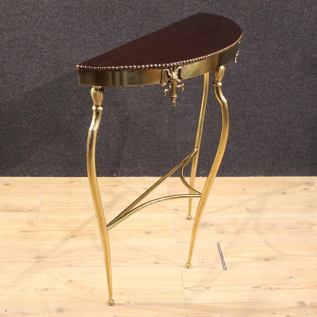 Demi lune Italian console in brass, 20th century 3