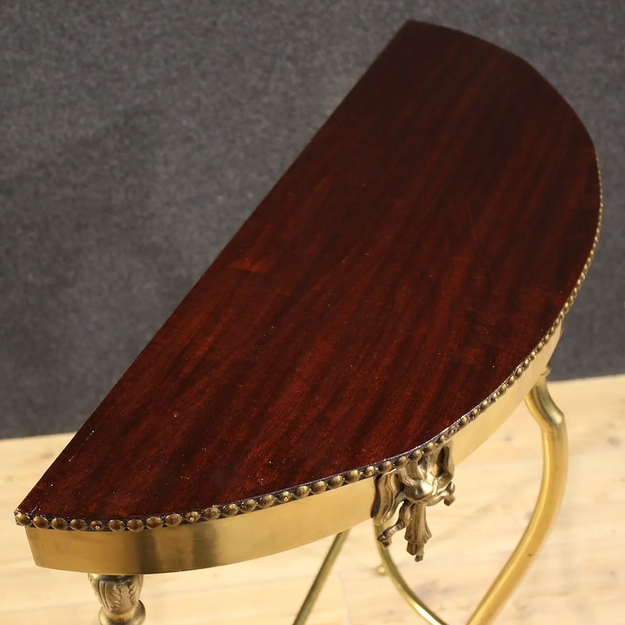 Demi lune Italian console in brass, 20th century 4