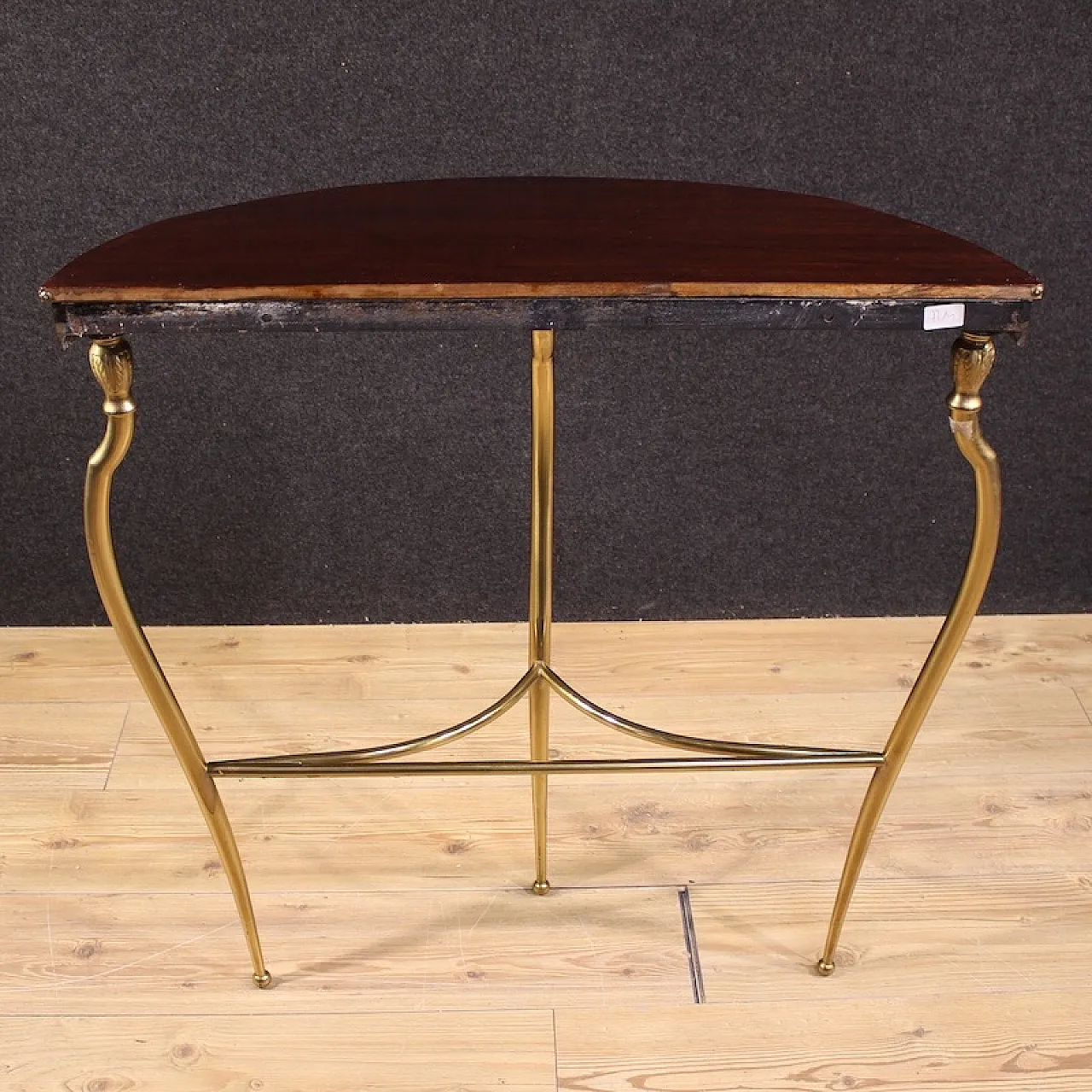 Demi lune Italian console in brass, 20th century 5