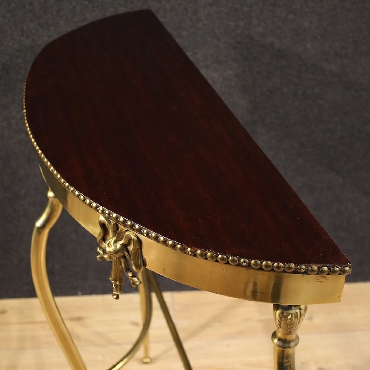 Demi lune Italian console in brass, 20th century 7