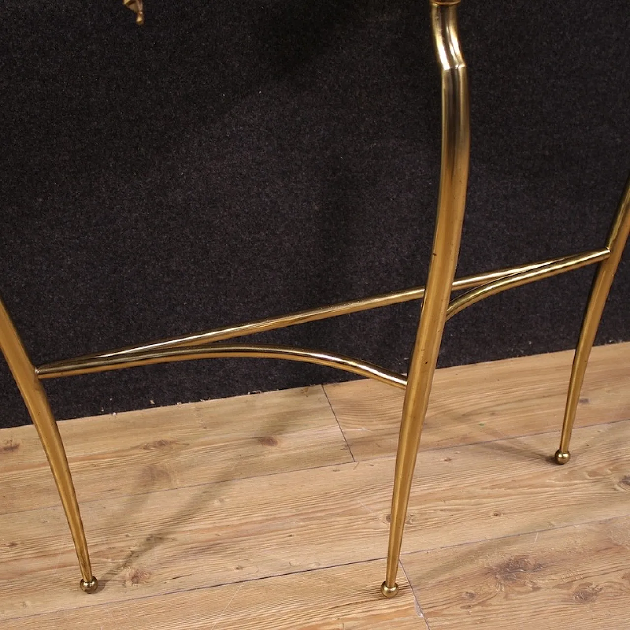 Demi lune Italian console in brass, 20th century 8