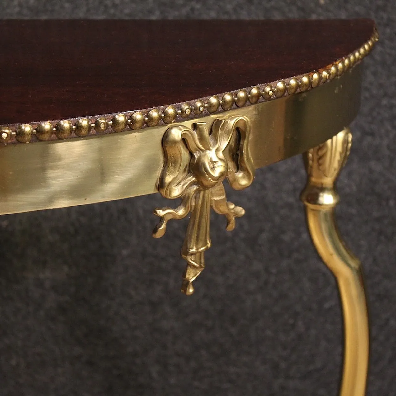 Demi lune Italian console in brass, 20th century 10