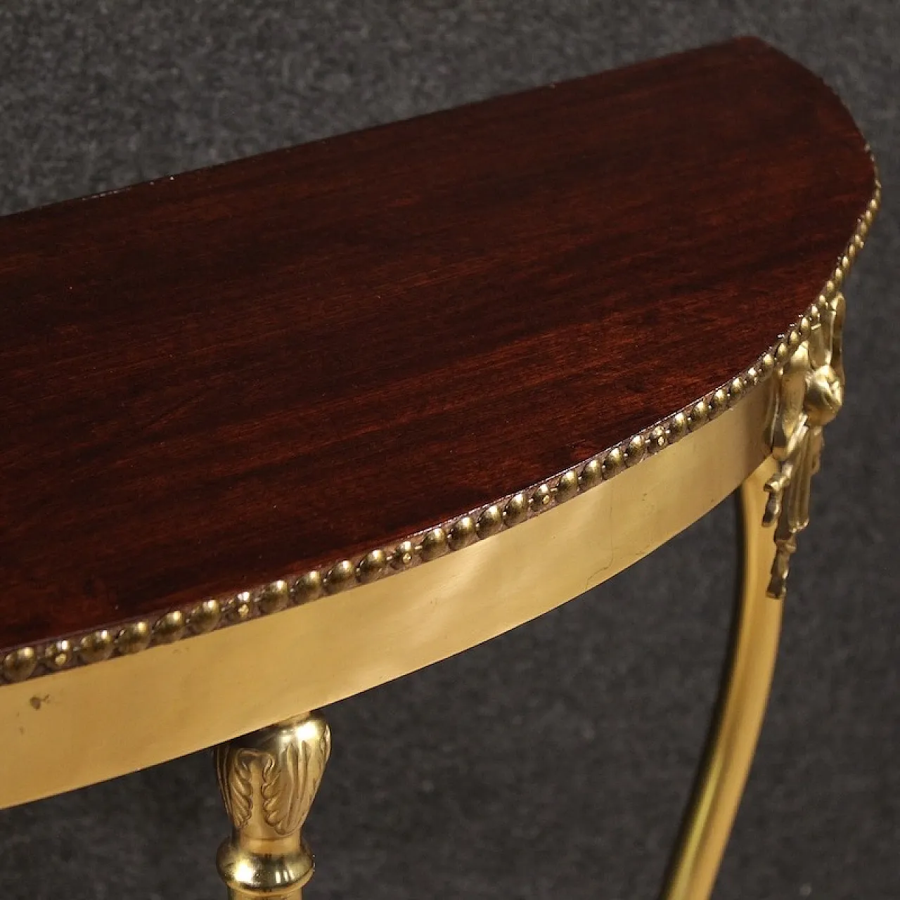 Demi lune Italian console in brass, 20th century 11