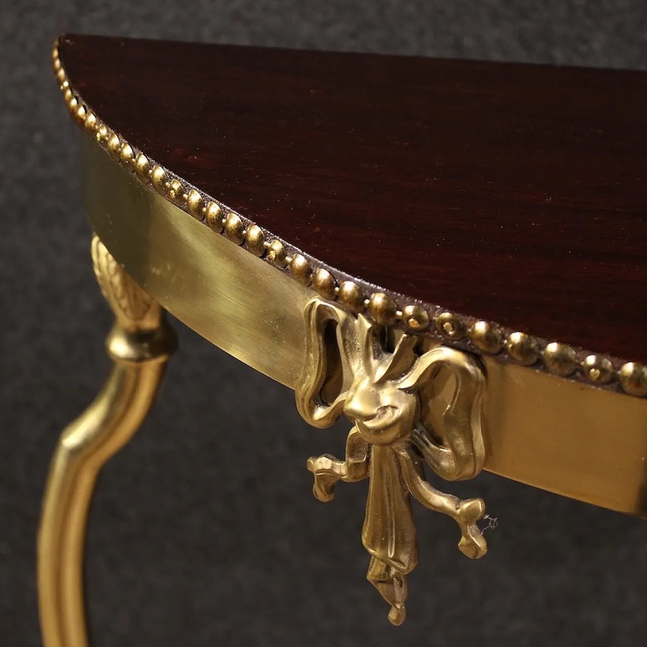 Demi lune Italian console in brass, 20th century 12