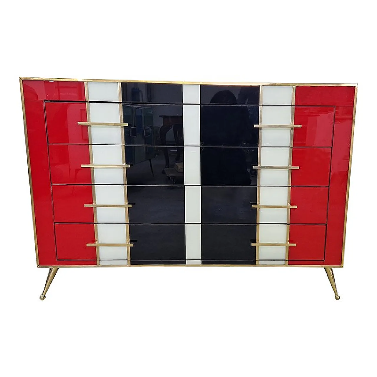 4-drawers glass dresser, 1990s 1