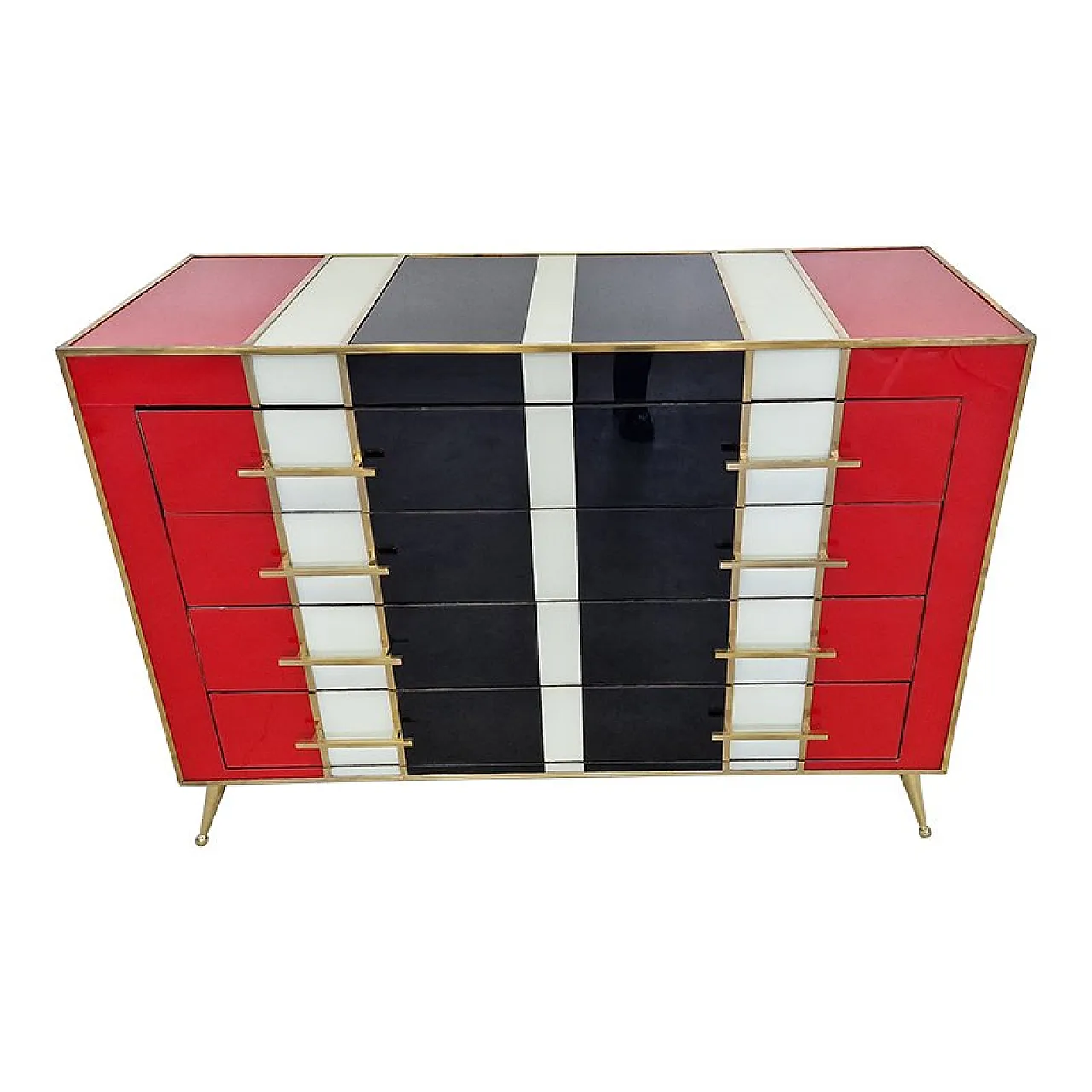 4-drawers glass dresser, 1990s 2