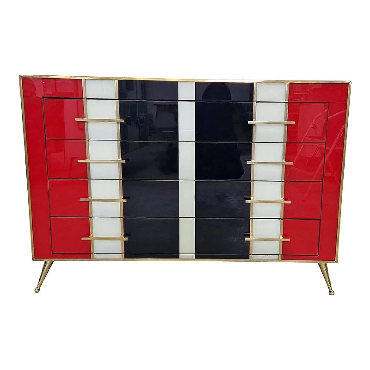 4-drawers glass dresser, 1990s 3
