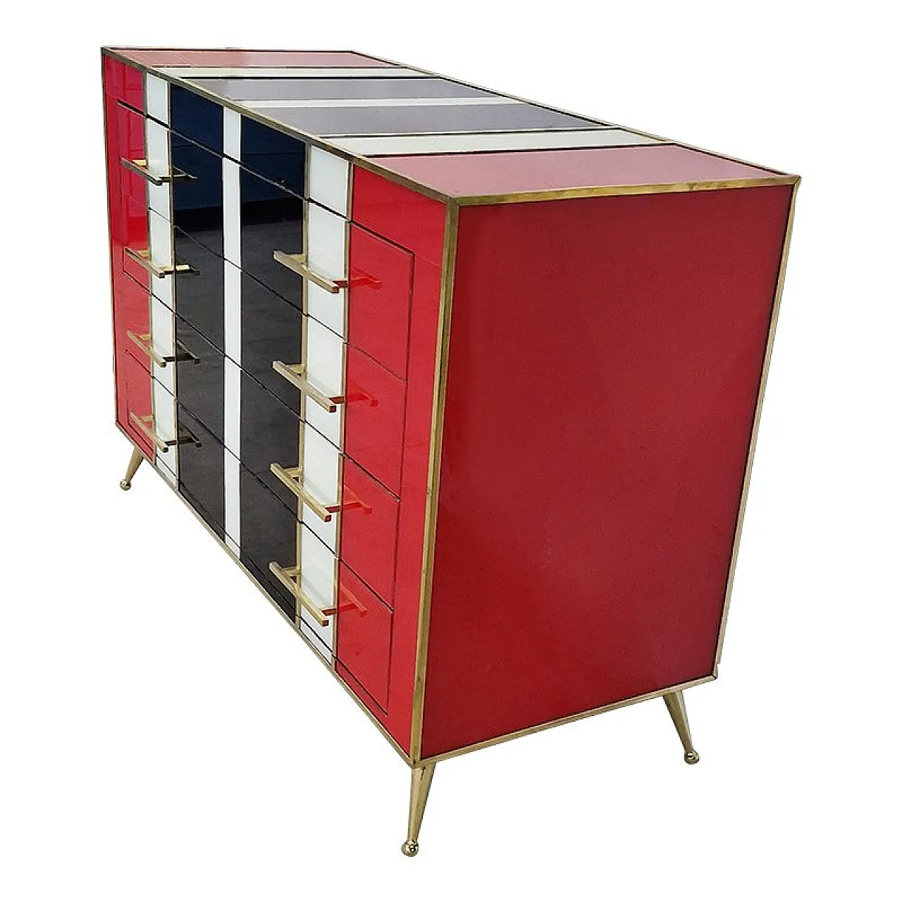 4-drawers glass dresser, 1990s 4