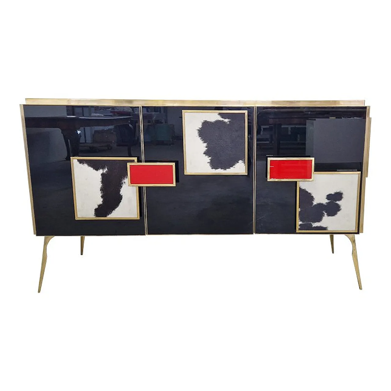 Three-door glass sideboard, 1990s 1