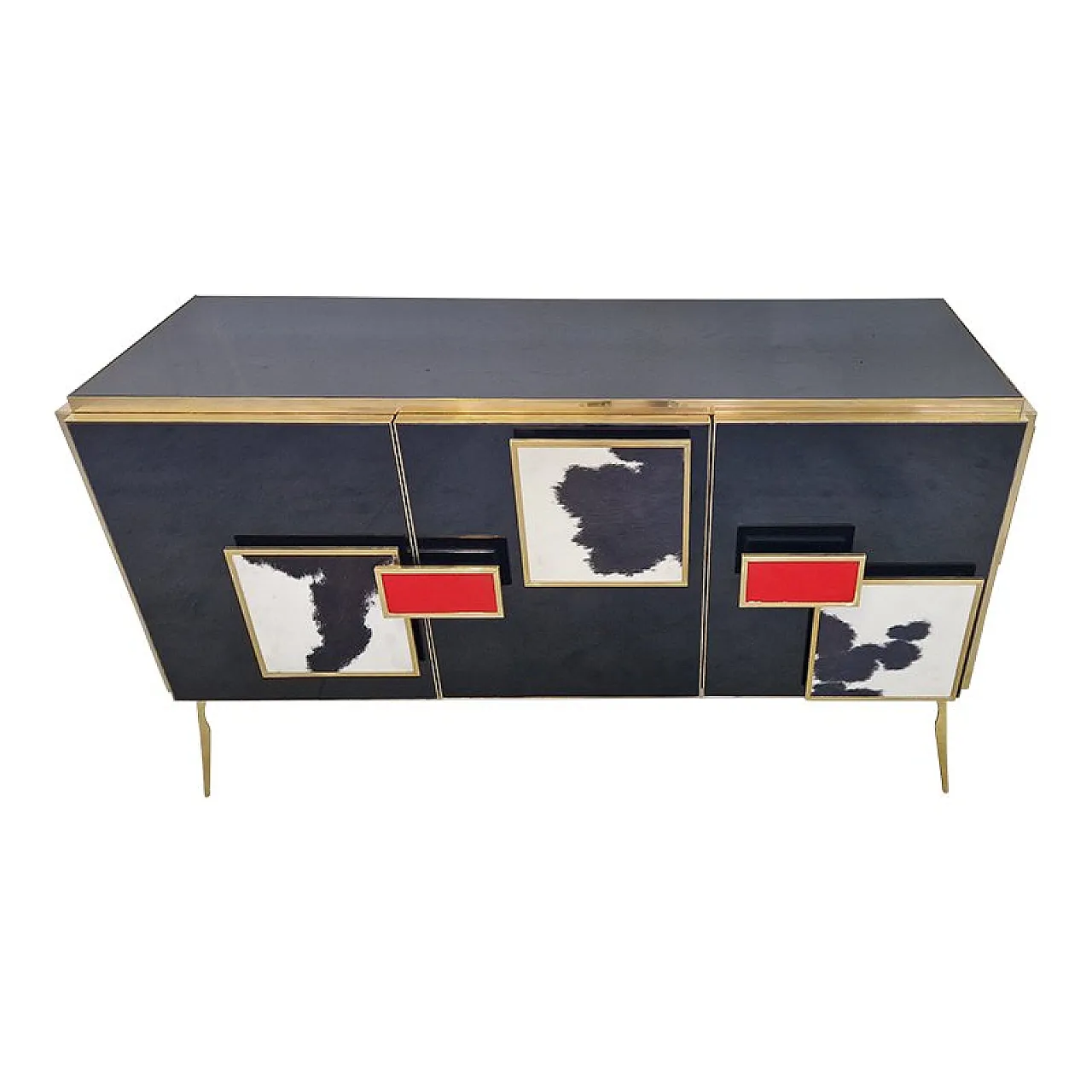 Three-door glass sideboard, 1990s 2