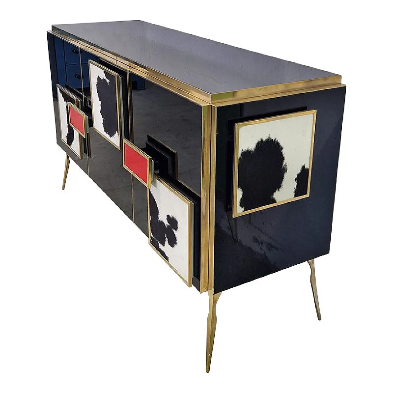 Three-door glass sideboard, 1990s 4