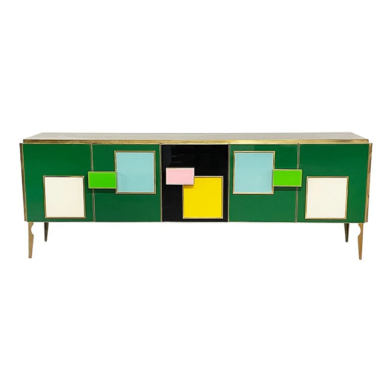 5-door sideboard in green glass, 1990s 1