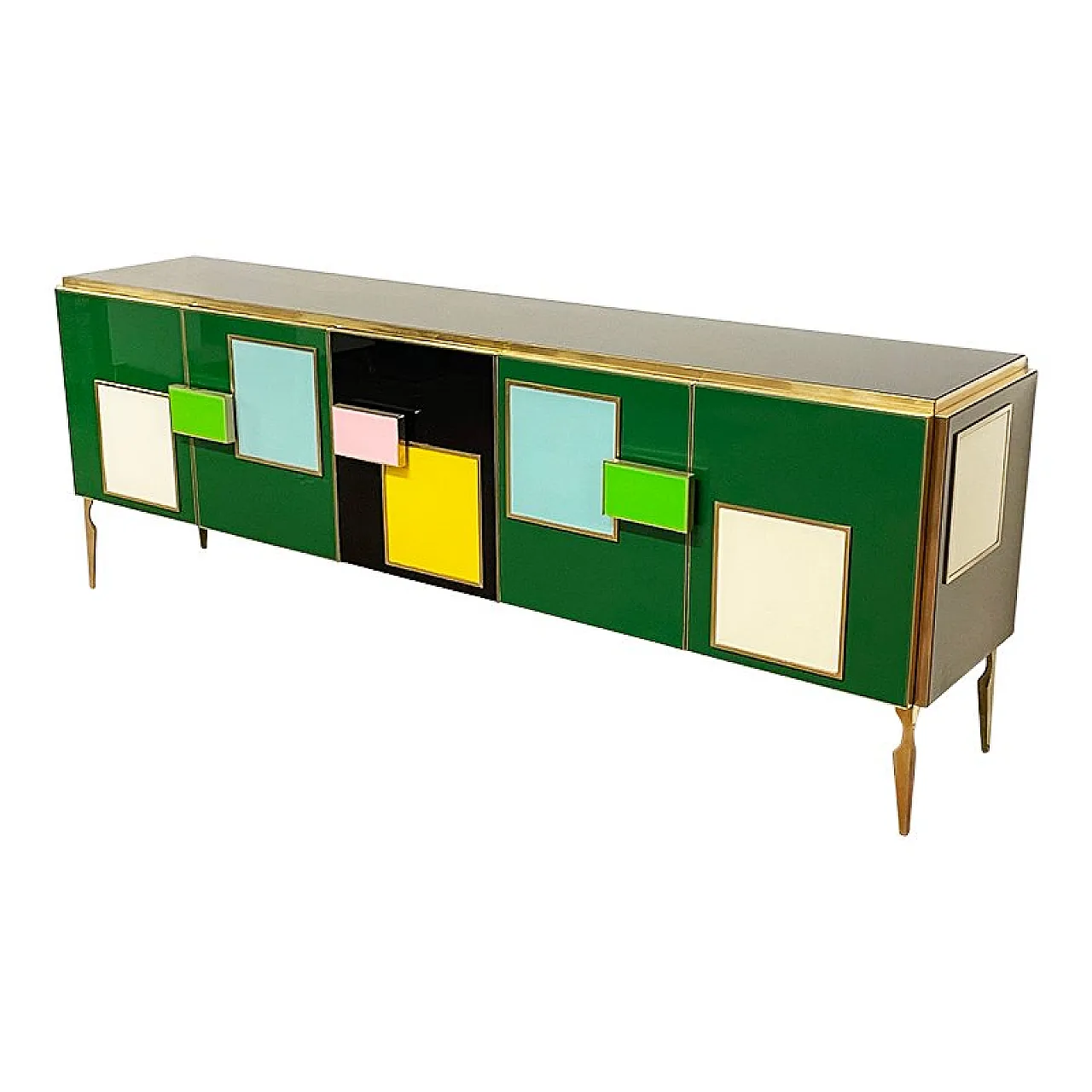 5-door sideboard in green glass, 1990s 2