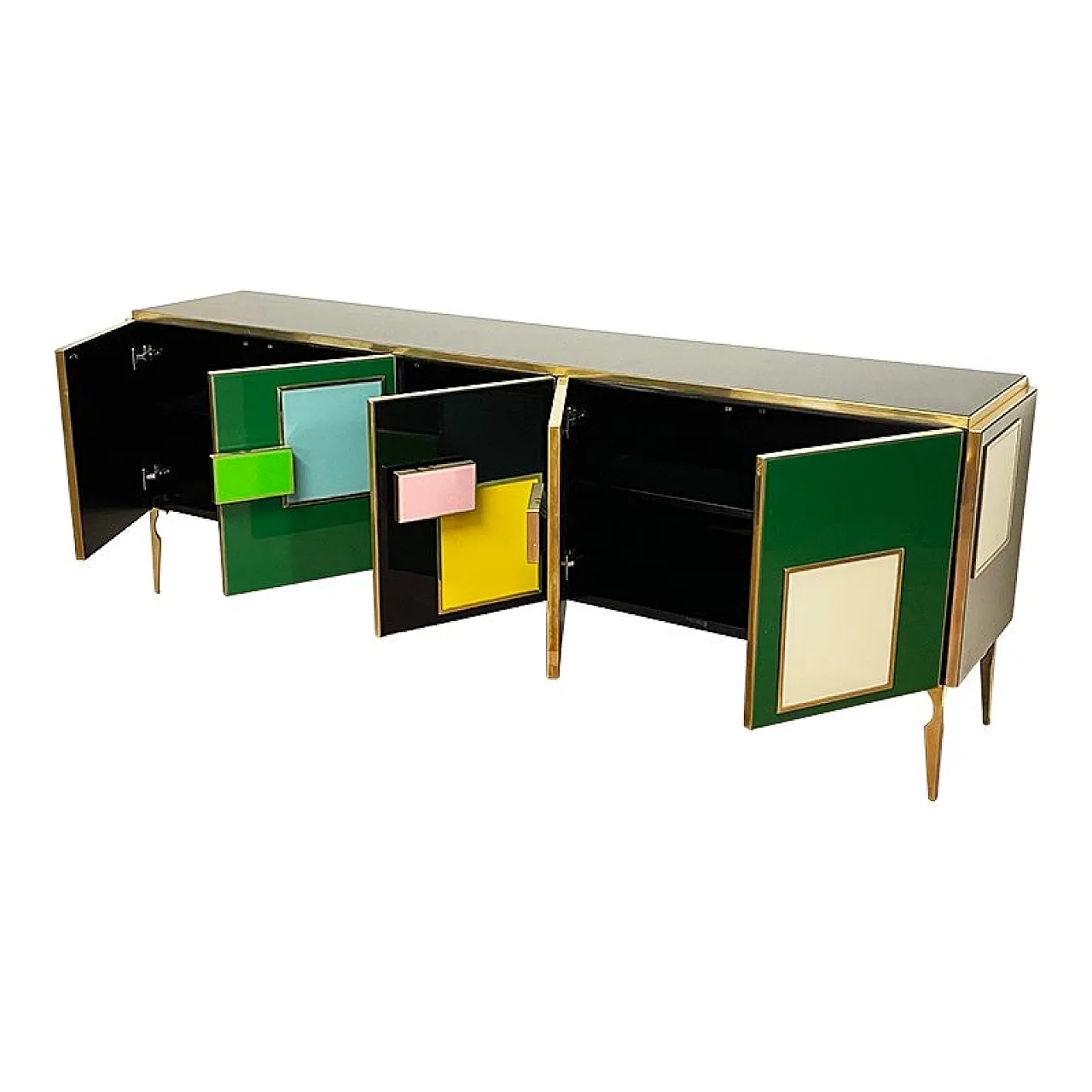 5-door sideboard in green glass, 1990s 3