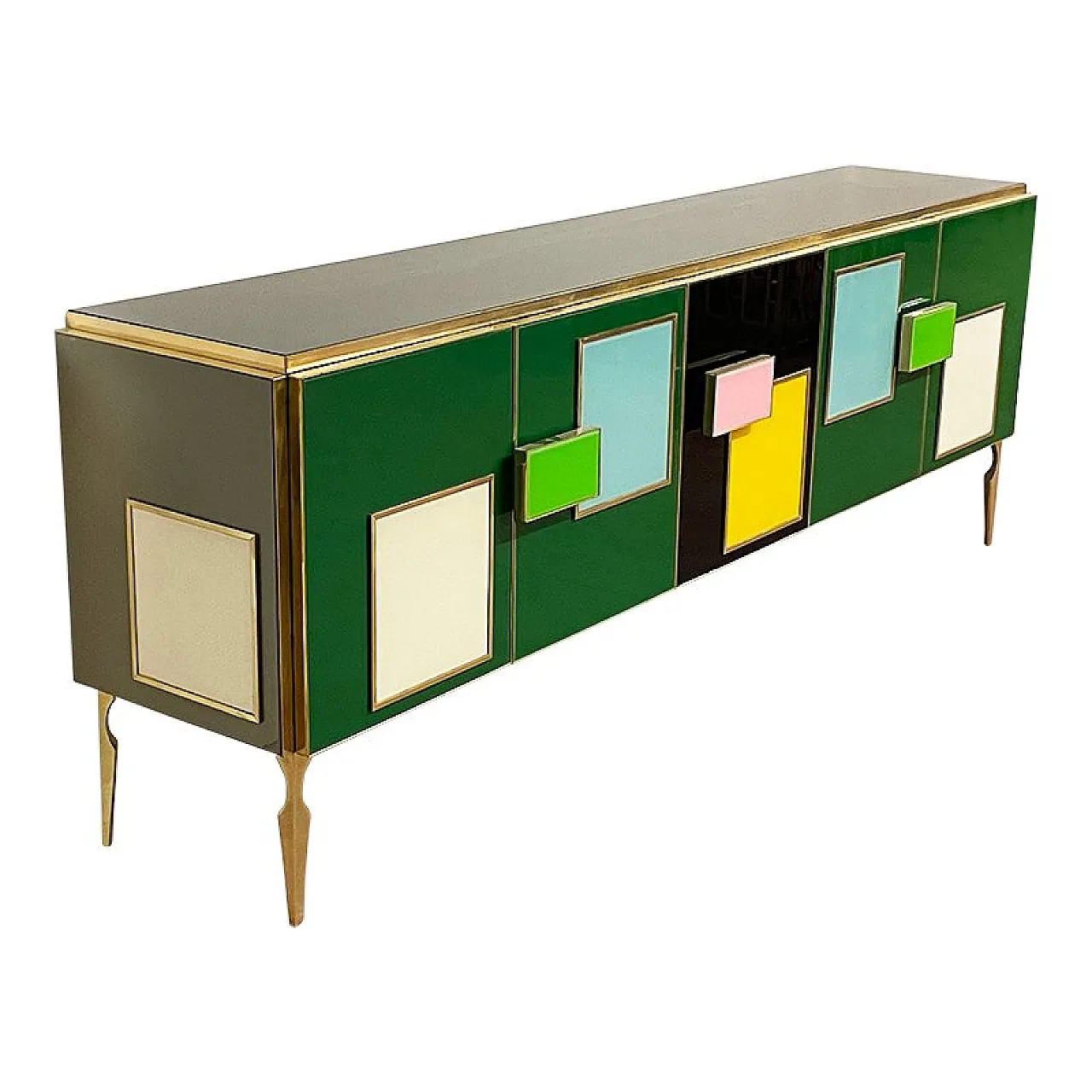 5-door sideboard in green glass, 1990s 4