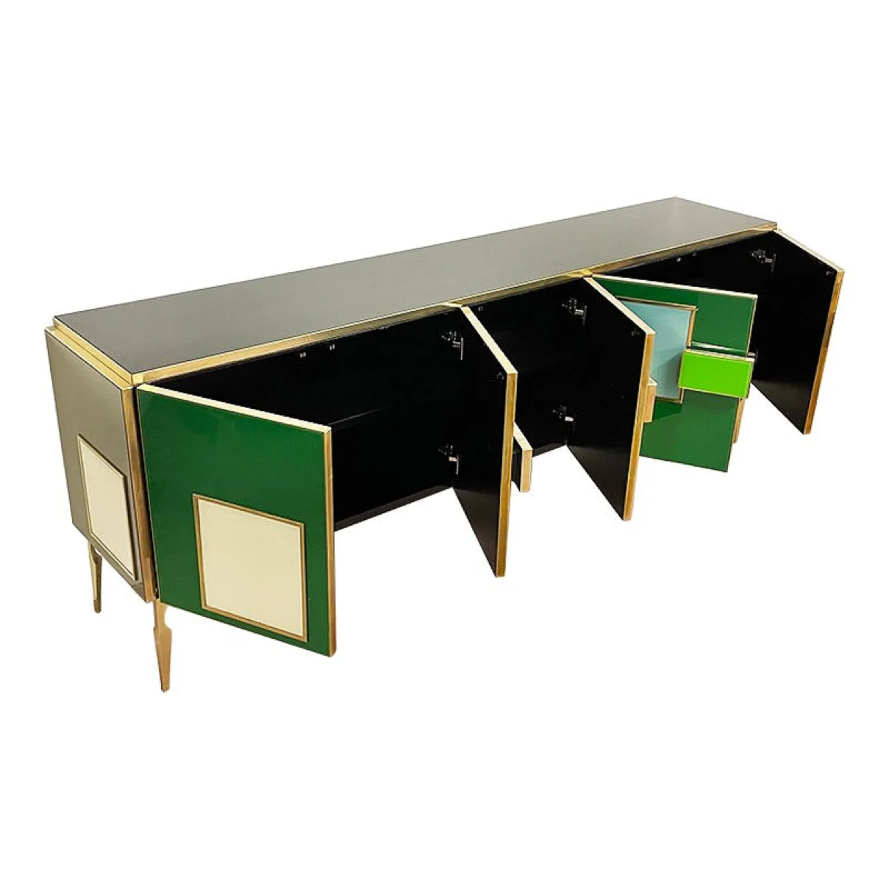 5-door sideboard in green glass, 1990s 5