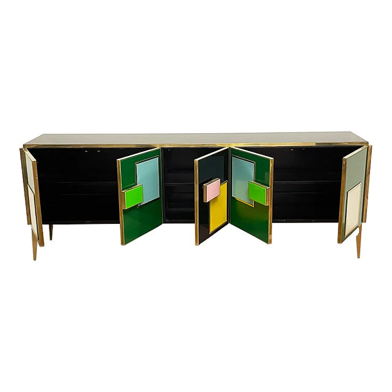 5-door sideboard in green glass, 1990s 6