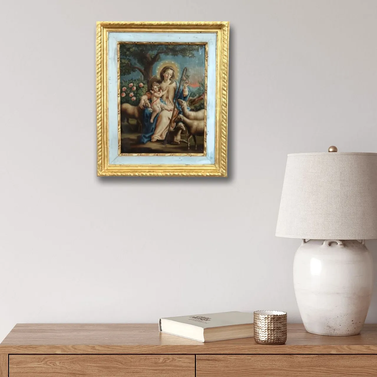 Dipinto religioso olio su tela, al retro firma Raphael Fogliardi 1795 2