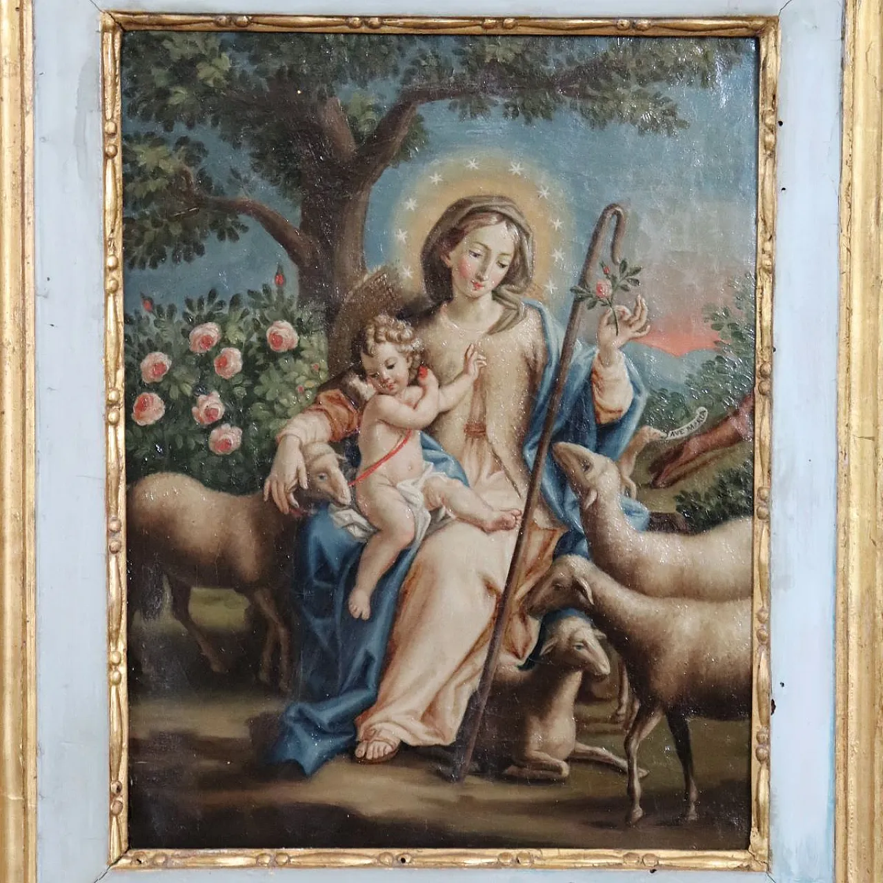 Dipinto religioso olio su tela, al retro firma Raphael Fogliardi 1795 3