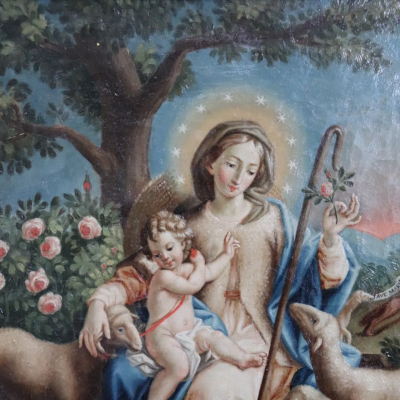 Dipinto religioso olio su tela, al retro firma Raphael Fogliardi 1795 4