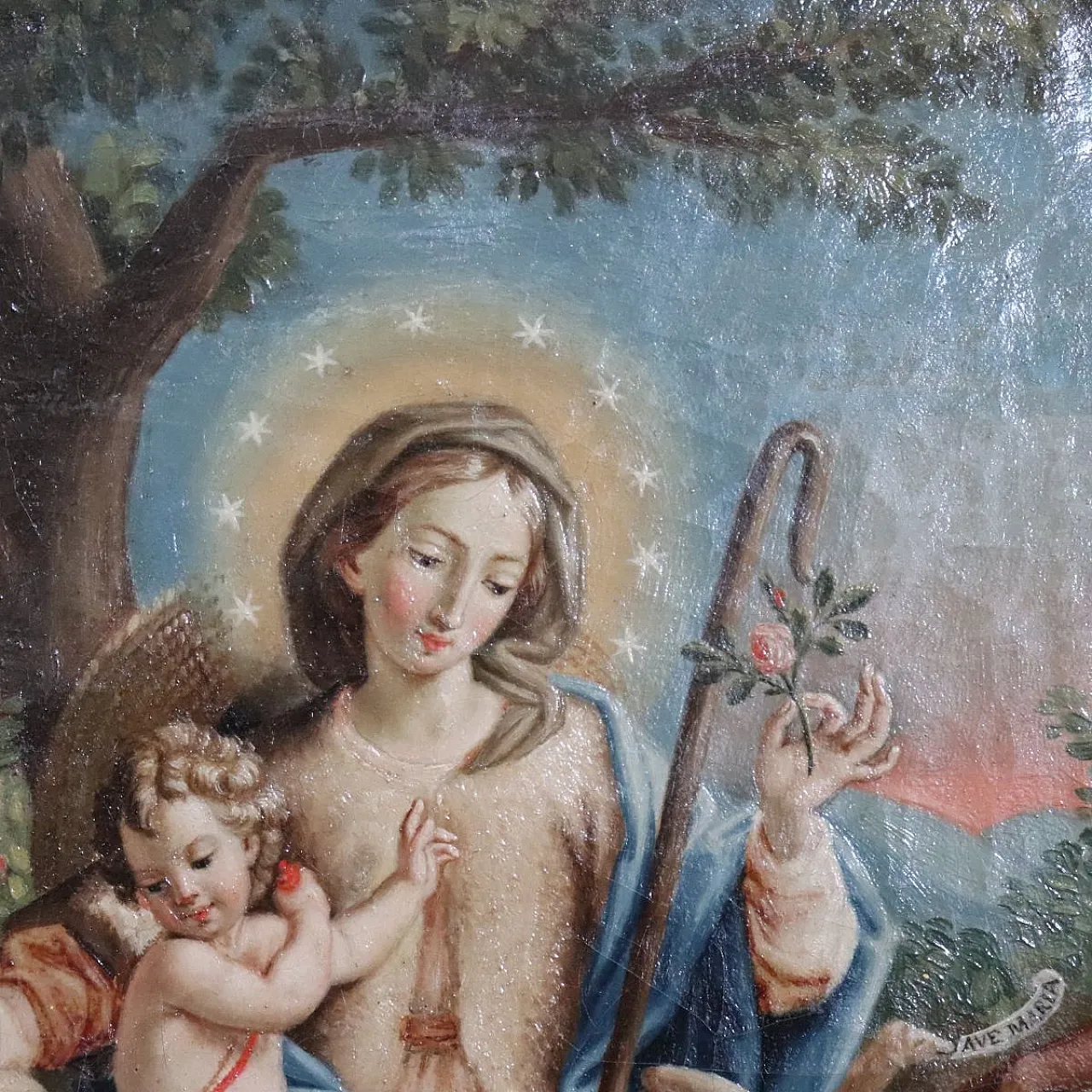 Dipinto religioso olio su tela, al retro firma Raphael Fogliardi 1795 5