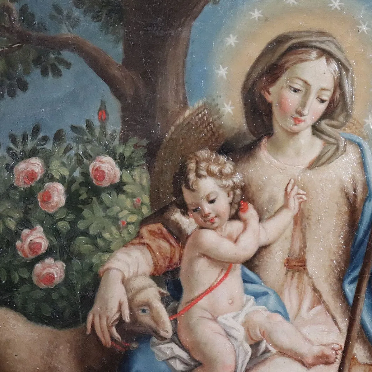Dipinto religioso olio su tela, al retro firma Raphael Fogliardi 1795 6