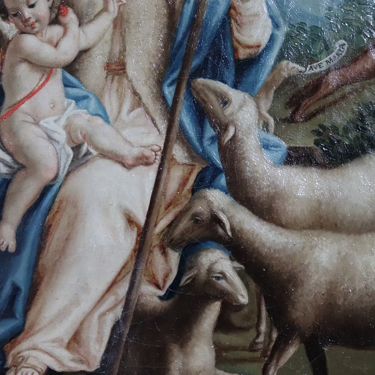 Dipinto religioso olio su tela, al retro firma Raphael Fogliardi 1795 7